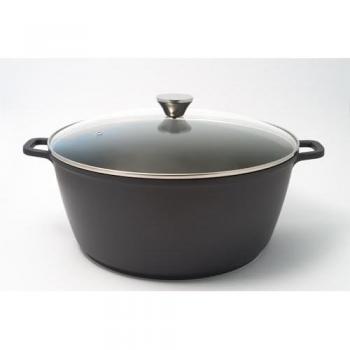 Cacerola Alta Baumalu 32 cm, 10 L con Interior Cerámico Antiadherente y Tapa de Vidrio Templado