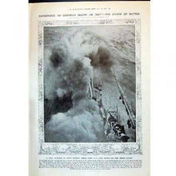 Impresión Antigua De la Despedida 1910 12-En de los Armas el Acorazado Calth de Minas Geraes Hacia Atrás...