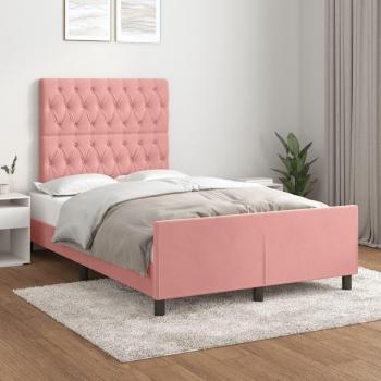 Estructura de cama sin colchón rosa 120x190 cm terciopelo