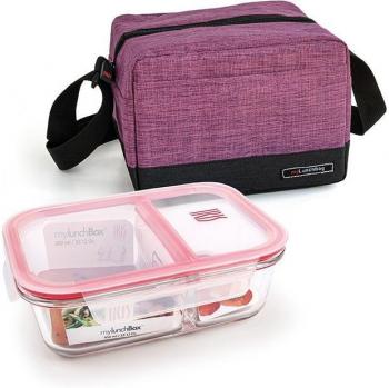 Iris Lunchbag Real Lila Jaspeada 3.5L con Contenedor de Vidrio