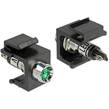 Conector Keystone LED Verde 6V, Negro, Módulo Keystone