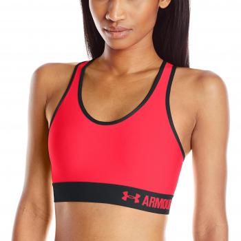 Under Armour Mid Solid Sujetador Deportivo, Mujer, Rojo, L