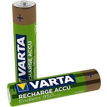 Baterías Recargables AAA Varta 950mAh - Pack de 2, Carga Infinita, Baja Autodescarga, Ni-MH Pre-cargadas