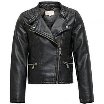 Only KONFREYA Faux Leather Biker OTW Noos Chaqueta de Cuero sintético, Negro, 128 para Niñas