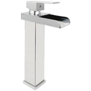 Grifo de Baño Moderno Monomando Alto con Diseño Cascada Cromado