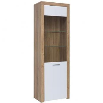 Vitrina 1 puerta estratificada blanca y marrón Nora
