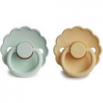 Frigg Chupete de Silicona Daisy Sea Foam/Daffodil Gray para 0-6 Meses, Pack de 2 Unidades