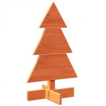 Árbol de Navidad Decorativo de Madera Maciza de Pino Marrón Cera 60 cm