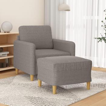 Sillón con Taburete Tela Gris Taupe 60 cm - Silla con Respaldo y Reposabrazos, Sofá de Relax para Salón Hogar