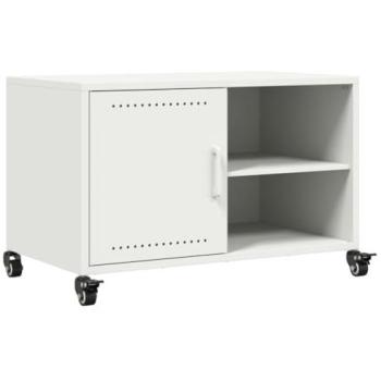 Mueble TV Multimedia Estantería para Televisión Buffet Acero Blanco 68 x 39 x 43,5 cm