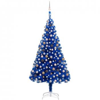 Set de árbol de Navidad artificial preiluminado con LED y bolas negro 240 cm