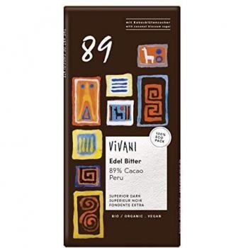 Chocolate Negro Superior 89% Perú con azúcar de coco BIO - Vivani - 80g