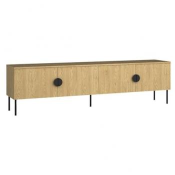 Mueble de TV NATANIEL con 4 puertas - Natural y Negro