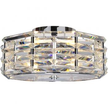 Plafón Shoal 4 luces montaje empotrado níquel pulido 23,1 cm E27