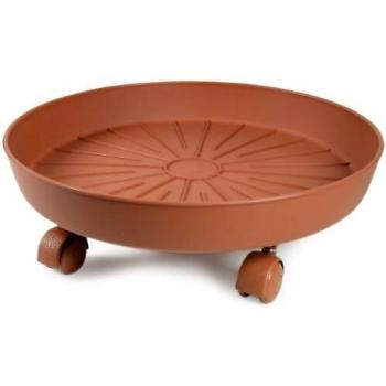 Sottovaso de Terracota con Ruedas D. 30,3 x h. 11,1 cm Marrón Euro 3 Plast