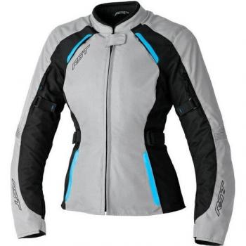 RST Chaqueta de Moto para Mujer Ava Azul, chaqueta textil impermeable para damas, color gris azul, talla 2XL