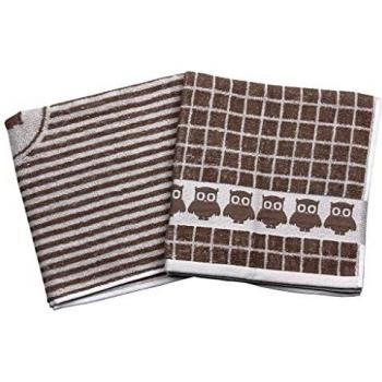 Cofan Pack de 2 paños de cocina | Medida 50 x 50 cm | Color tostado con estampado | Modelo Garnacha