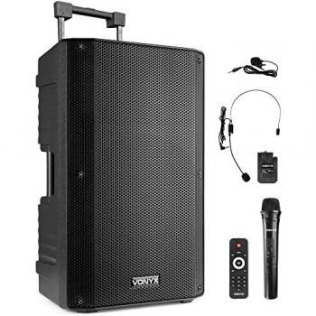 Sistema Portátil de Sonido 15 Vonyx VSA700-BP con Batería, 1000W, Bluetooth 5.0 y 3 Micrófonos Inalámbricos