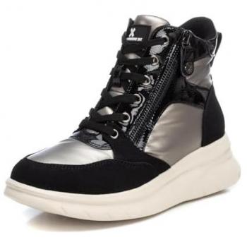 Zapatilla de mujer XTI 143200 negro con cremallera, botines deportivos, cierre de cremallera y cordones, talla 38 EU