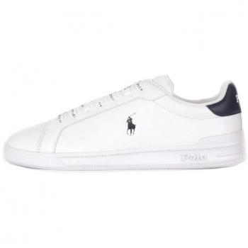 Polo Ralph Lauren Heritage Court II Zapatillas Bajas de Piel para Hombre Blanco y Newport Navy Talla 42
