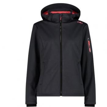 CMP Women's Softshell Jacket with Zip Hood, Size 38, Gray