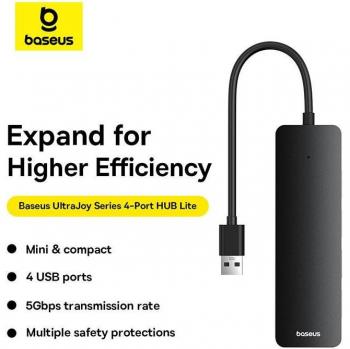 Baseus UltraJoy Series 4-Port USB Hub Lite 15cm Gray