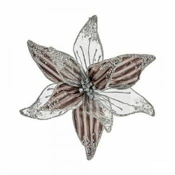 Flor Decorativa Plateado Plástico 25 x 25 x 7 cm (12 Unidades)