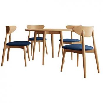 Conjunto de comedor Racine 124, marrón, 76cm de altura, diámetro de mesa: 100cm, incluye 4 asientos