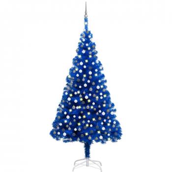 vidaXL Artificial Pre-lit Christmas Tree with Ball Set Blue 240 cm PVC
