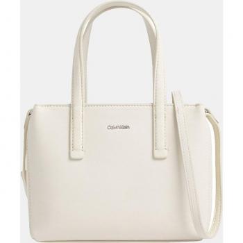 Calvin Klein Beige Polyester Handbag with Adjustable Shoulder Strap, Size: ONE SIZE
