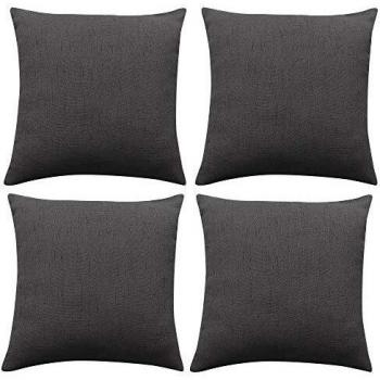 Deconovo Fundas Cojines de Lino Salon Suave 4 Piezas 40x40 cm Gris Oscuro