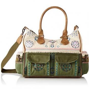 Desigual Fabric Shoulder Bag, Bolso Bandolera. para Mujer, Verde, U