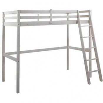 Cama alta GEDEON - 90x190cm - Pino macizo - Blanqueado
