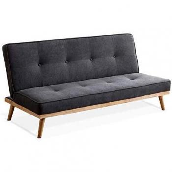 Surfer, Sofa Cama, Sofa con Sistema Clic clac, Cama Auxiliar, Acabado en Color Gris, Medidas: 180 cm
