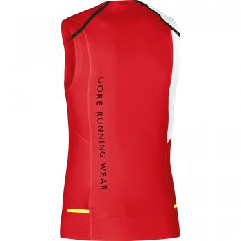 Gore Running Wear Top Fusion Camiseta Sin Mangas, Hombre, Rojo / Blanco, L