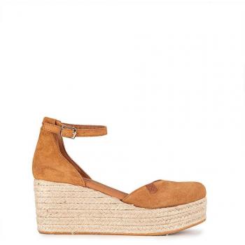 Sandalias de cuña de mujer de serraje