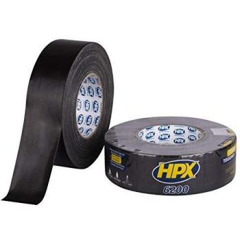 Cinta adhesiva de tela HPX CB5050 negra, 50 mm x 25 m, resistente al agua y a temperaturas extremas