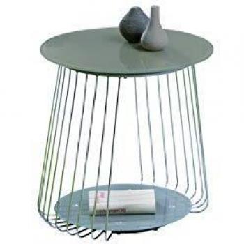 Mesa de centro Rivoli - Cappuccino/Gris - Metal y Vidrio Templado - Diseño Contemporáneo - 50x50x50 cm