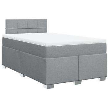 Cama box spring con colchón de muelles gris claro 120x200 cm tela