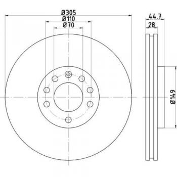 Disco de freno HELLA 8DD 355 113-541 ventilado interior 305mm para FIAT Croma II Break