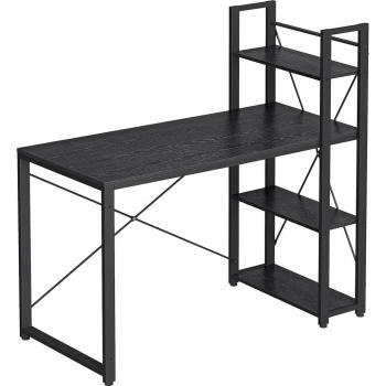 Escritorio Vasagle con estantes ajustables a derecha o izquierda, mesa de ordenador de 120 cm para estudio y oficina en casa, fácil de montar, color negro ébano