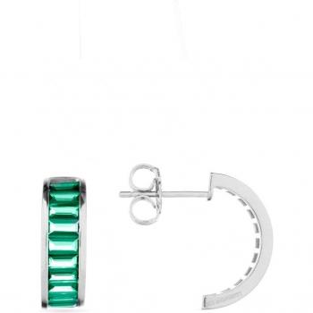 Pendientes Luxenter Simal de Plata con Esmeralda y Circonita, acabados en rodio