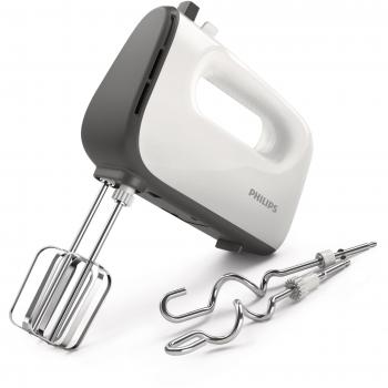 Philips Amasadora - 450W, 5 Velocidades + Turbo, Doble Varilla Redonda, Amasador, Gris