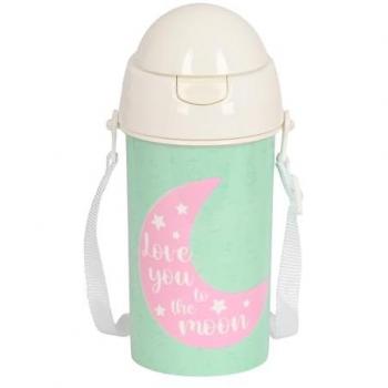 Botella Portátil 500ml con Apertura Automática y Pajita BLACKFIT8 Moon - Diseño Ergonómico, Sin BPA, Material Resistente, Tapa Hermética