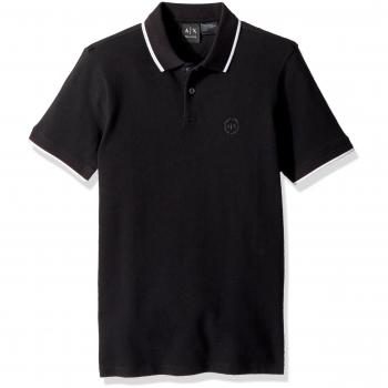 Contrast Trim Black Polo Shirt for Men - Armani Exchange, Size 2XL