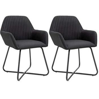 Black Fabric Dining Chairs Set of 2