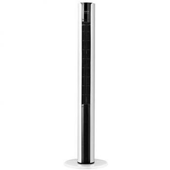 Taurus Babel Infinite - Ventilador de torre de 110 cm, 3 velocidades, 3 modos, temporizador, oscilante, mando a distancia, base redonda, selector táctil, cable 116 cm, 50W, blanco