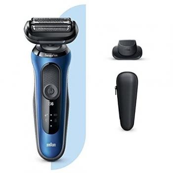 Braun Series 6 60-B1200s Afeitadora Eléctrica para Hombre, Azul, Cabezal Rotativo, Wet&Dry, Recortadora de Precisión
