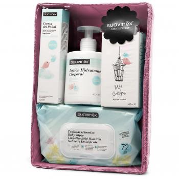 Suavinex Canastilla Cosmética para Bebé Recién Nacido/Canastilla de Regalo para Bebé, Color Rosa, 32.0 x 27.9 x 9.9