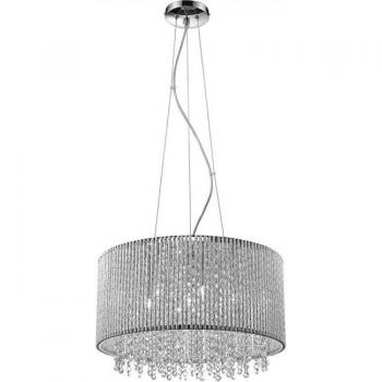 Lámpara colgante moderna de cristal Anabella plata, 7 luces, aluminio anodizado, pantalla chocolate, tipo de bombilla G9
